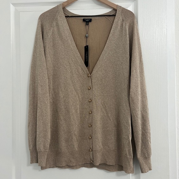 Talbots Sweaters - Talbots Gold Metallic V-Neck Sweater Women's 2X Plus Size NWT Shimmer Party